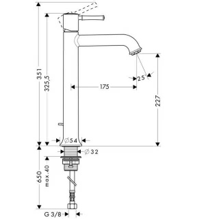 Baterie lavoar Hansgrohe Talis Classic 230 cu ventil pop-up, pentru lavoar tip bol