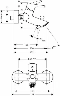 Baterie cada monocomanda Hansgrohe Talis S proiectie 18 cm