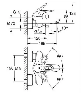 Baterie cada si dus monocomanda Grohe Eurostyle