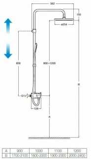 Sistem dus cu baterie termostatica Roca Deck-T Round cu polita