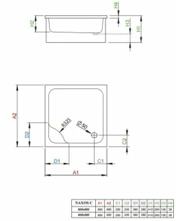 Cadita dus Radaway Naxos C 90x90 cm