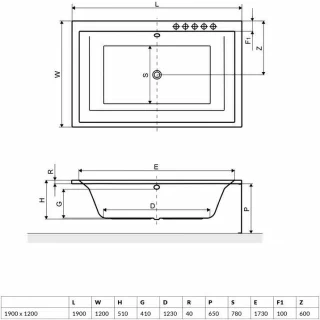 Cada acrilica Radaway Itea Lux 190x120 cm 