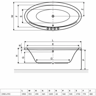 Cada acrilica Radaway Mesara 190x96 cm