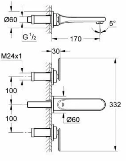 Baterie lavoar Grohe Veris, cu 3 orificii
