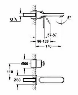 Baterie lavoar Grohe Veris, cu 2 orificii de instalare         
