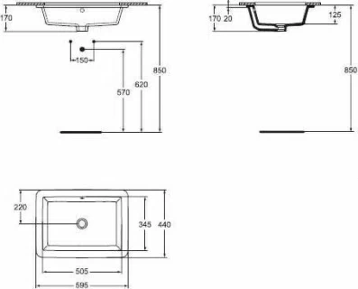 Lavoar cu montaj sub blat Ideal Standard, Strada 59x43 cm