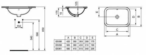 Lavoar cu montaj sub blat Ideal Standard Connect 42x35 cm