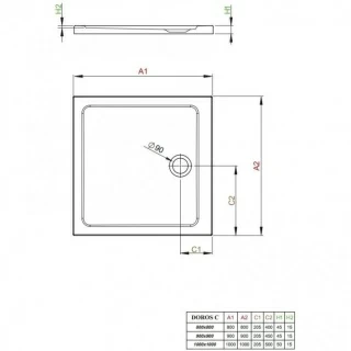  Cadita de dus patrata Radaway Doros Plus C, 90x90x4,5 cm