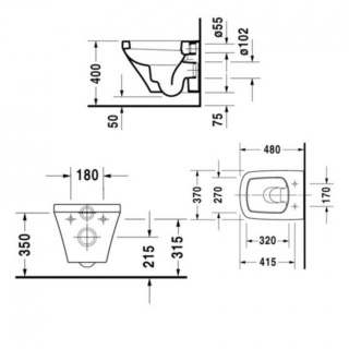 Vas WC suspendat Duravit Durastyle Compact 48x37 cm