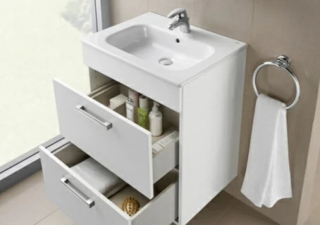 Set PROMO mobilier de baie cu lavoar Roca Victoria Basic 70x46xH57 cm alb lucios