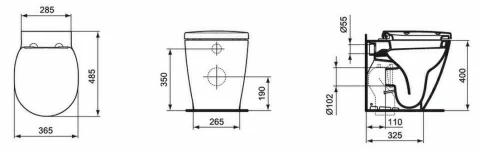 Vas WC Ideal Standard Connect Space Compact back-to-wall pentru rezervor ingropat