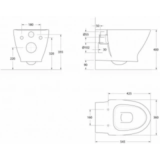 Vas WC suspendat Gala Jazz, 36x55 cm