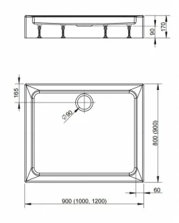Cadita dus Radaway Laros D Compact 90x80x17cm
