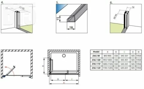 Usa de nisa batanta Radaway Carena DWJ 1100 mm