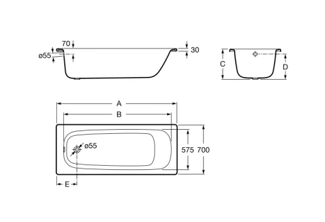 Cada dreptunghiulara din otel, Roca Contesa 150x70xH40 cm