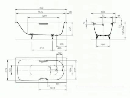 Cada otel emailat Kaldewei Saniform Plus 180x80xH43 cm