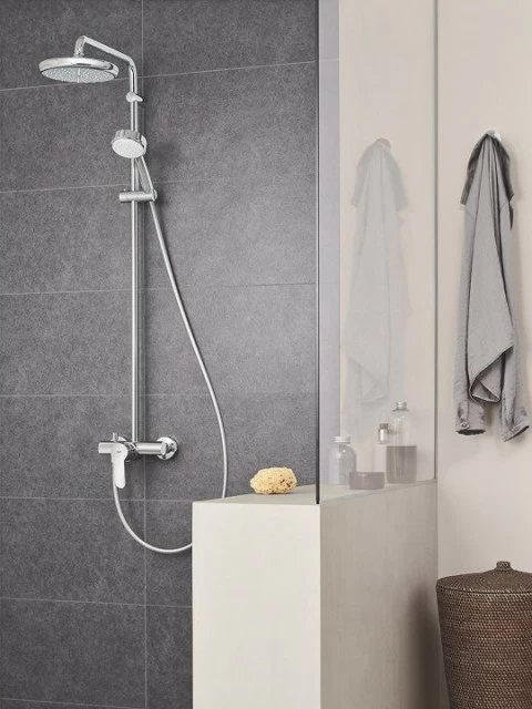 Sistem de dus cu baterie Grohe New Tempesta Cosmopolitan 210 cu para fixa si dus mobil