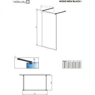 Cabina de dus Walk-in Radaway Modo New Black I 120 cm, profil negru