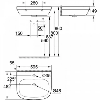 Lavoar Grohe Euro Ceramic 60x48 cm