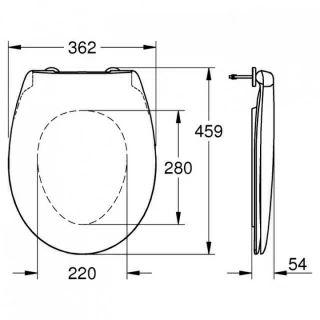 Capac wc Grohe Bau Ceramic cu inchidere lenta 46x37 cm