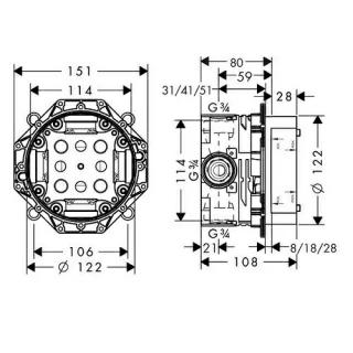 Corp incastrat Hansgrohe IBOX universal