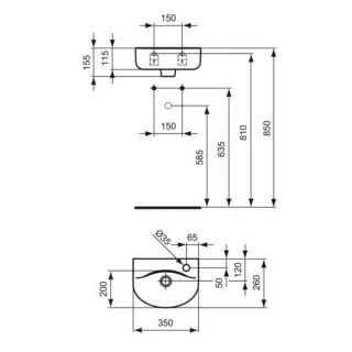 Lavoar Ideal Standard Connect ARC dreapta 35x26 cm