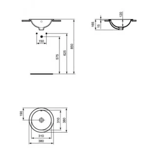 Lavoar rotund Ideal Standard Connect incastrat Ø 38 cm