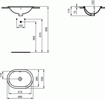 Lavoar oval Ideal Standard Connect incastrat 48x35 cm