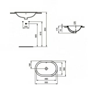 Lavoar oval Ideal Standard Connect incastrat 55x38 cm