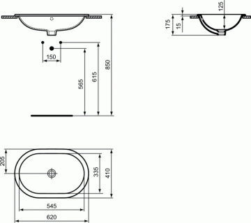 Lavoar oval Ideal Standard Connect incastrat 62x41 cm
