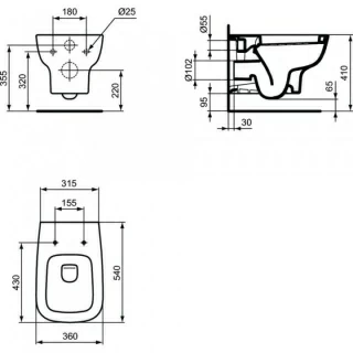 Vas wc suspendat Ideal Standard Esedra 36x54 cm