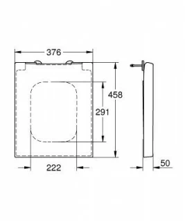 Capac wc Grohe Cube Ceramic cu inchidere lenta 46x37 cm