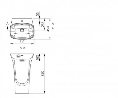 Lavoar Cast Marble Paglia Freestanding 52 x 45 x H85 cm 