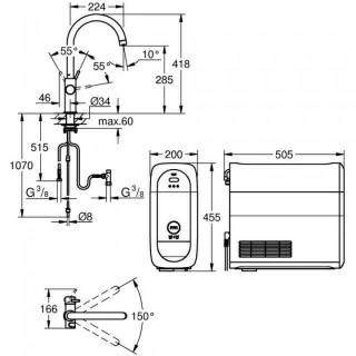 Baterie Grohe Blue Home crom cu sistem de filtrare, racire si acidulare a apei