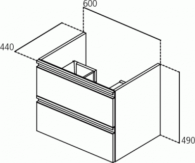 Mobilier baza Ideal Standard Tesi 60 x 49 x 44 cm, cu doua sertare, albastru