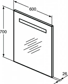 Oglinda Ideal Standard cu sistem dezaburire si lumina mediana LED 27,4W, 60x70 cm