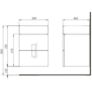 Baza de lavoar Kolo Twins 50 x 46 x H57 cm suspendat
