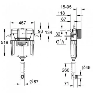 Rezervor wc Grohe Rapid SL GD 2 6-9l