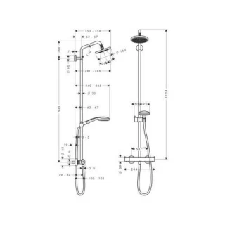 Sistem dus Hansgrohe Crometta S 240 cu baterie termostatata