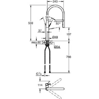 Baterie bucatarie Grohe Essence monocomanda cu dus