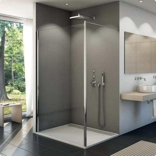 Cabina dus Walk-in SanSwiss Fun2, 90 x H200 cm profil slefuit lucios
