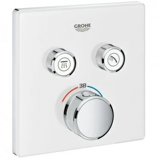 Baterie termostatata Grohe Grohterm Smartcontrol cu 2 functii, patrata, culoare alb alb