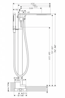 Baterie cada Hansgrohe Axor Massaud cu montaj pe pardoseala