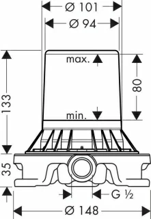Corp baza incastrat Hansgrohe Axor Starck pentru baterii cada