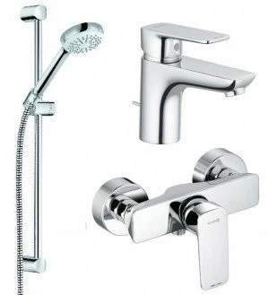 Set PROMO 3 in 1 Kludi Pure&Style baterie de lavoar, baterie de dus si set de dus