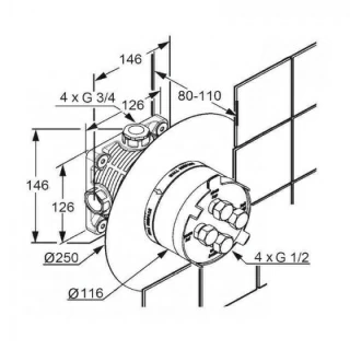 Sistem ingropat Kludi Flexx Boxx pentru bateriile de cada si dus