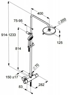 Sistem de dus Kludi Logo THM Dual Shower System cu baterie de dus termostatata