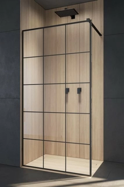 Cabina de dus Walk-In Radaway Modo New Black II Factory 85 x H200 cm profil negru mat