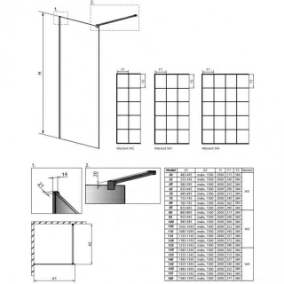 Cabina dus Walk-In Radaway Modo New Black II Factory 105 x H200 cm profil negru mat