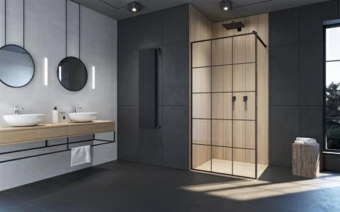 Cabina de dus Walk-In Radaway Modo New Black II Factory 140 x H200 cm profil negru mat